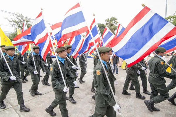 Thai Army People Tradititional Longboat Race Mun River Town Satuek — Stock Photo, Image