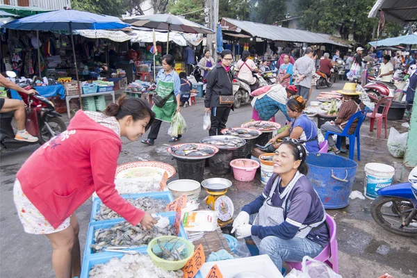 Pescado Marisco Mercado Alimentos Ciudad Satuek Norte Ciudad Buri Ram — Foto de Stock