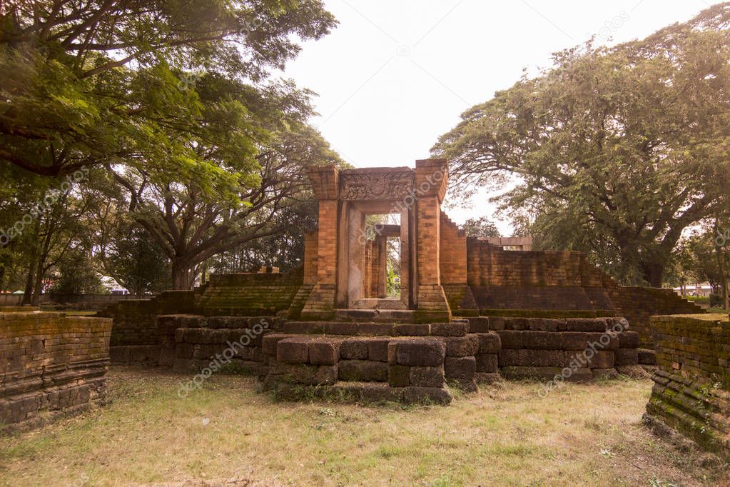 the Prasat Thong Ruins south of the city of Buriram in the province of Buri Ram in Isan in Northeast thailand. Thailand, Buriram, November, 2017.