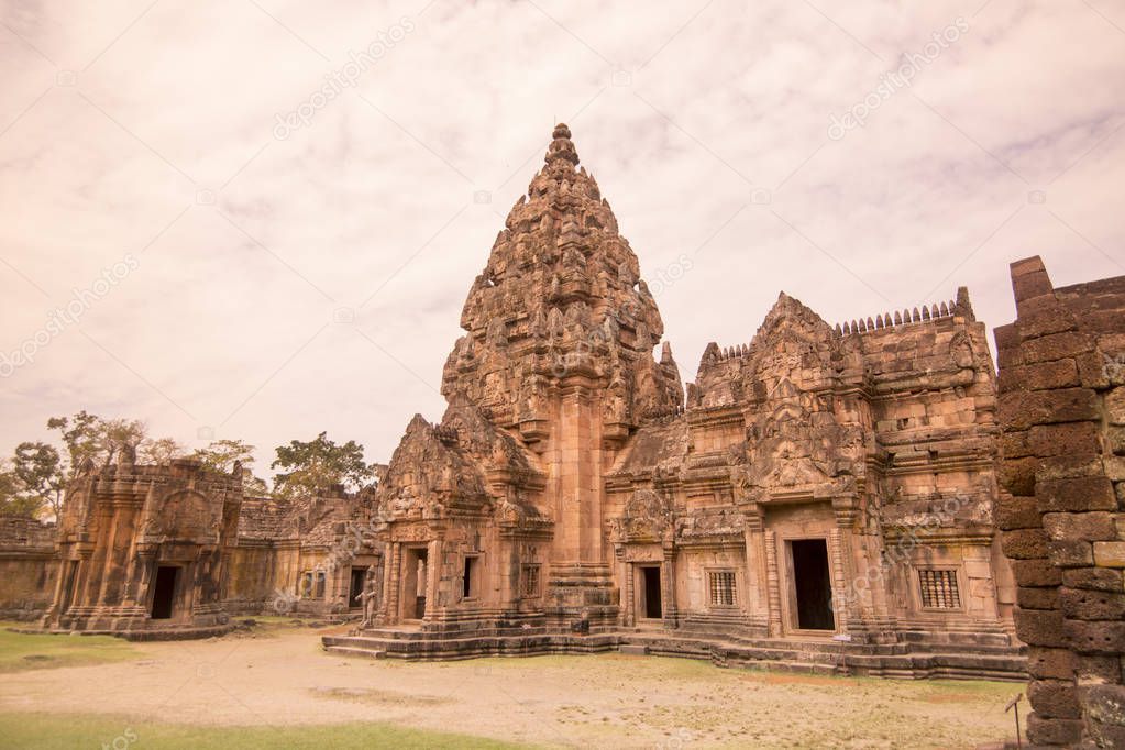 the khmer Temple Ruins of Phanom Rung Historical Park in the province of Buri Ram in Isan in Northeast thailand. Thailand, Buriram, November, 2017.