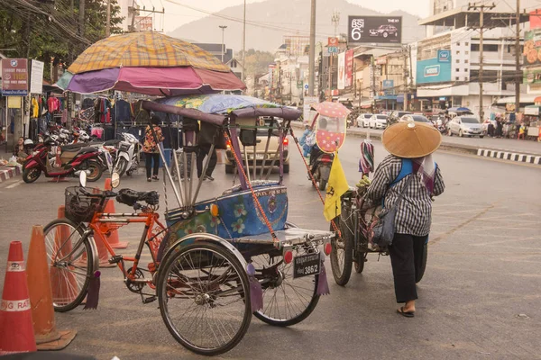 Riksha Taxi Night Market Border Market Front Thai Border Town — 스톡 사진