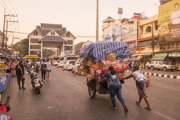 Import Export Goods Way Thai Myanmar Border Front Thai Border — 스톡 사진