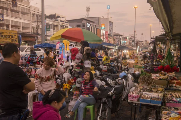 Nattmarknaden Och Gränsmarknaden Framför Den Thailändska Gränsen Staden Mae Sai — Stockfoto