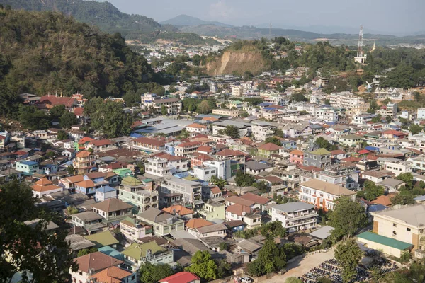 Una Vista Della Città Della Città Tachlieik Myanmar Naxt Alla — Foto Stock