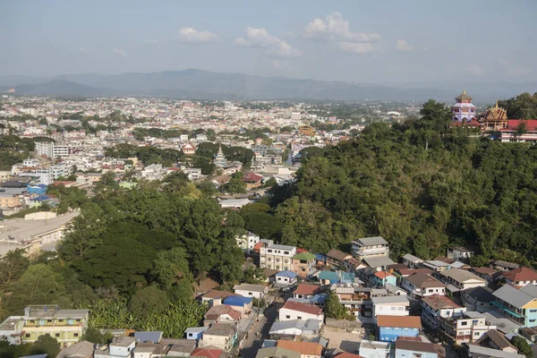 City View Town Tachlieik Myanmar Left Next Town Mae Sai — ストック写真