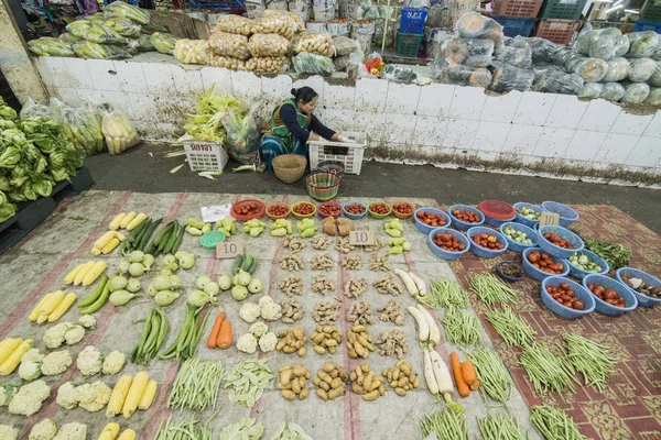 Verdura Fresca Mercado Alimentos Ciudad Mae Sai Frontera Con Myanmar — Foto de Stock