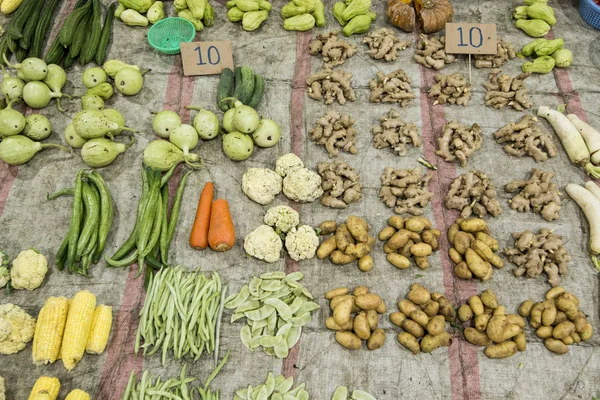 Legumes Frescos Mercado Alimentos Cidade Mae Sai Fronteira Com Mianmar — Fotografia de Stock