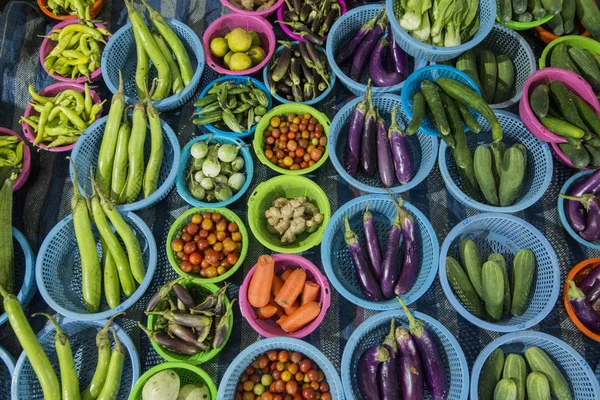 Verdura Fresca Mercado Alimentos Ciudad Mae Sai Frontera Con Myanmar — Foto de Stock