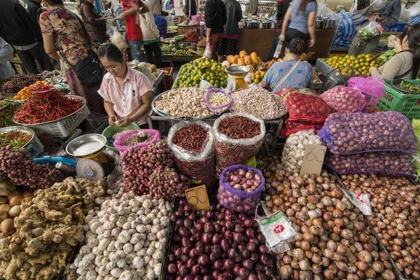 Fresh Vegetable Food Market Town Mae Sai Border Myanmar Chiang — Stock Photo, Image