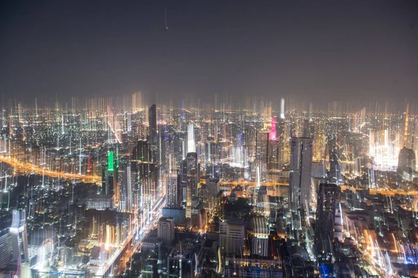 Luz Movimento Horizonte Telhado Edifício Maha Nakhon Sathon Cidade Bangkok — Fotografia de Stock