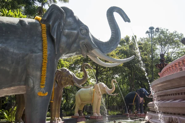 Estatuas Elefante Jardín Del Museo Del Elefante Erewan Templo Samut — Foto de Stock