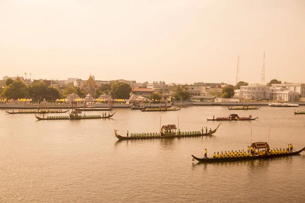 Een Proefvaart Van Koninklijke Stoet Chao Phraya Rivier Stad Bangkok — Stockfoto