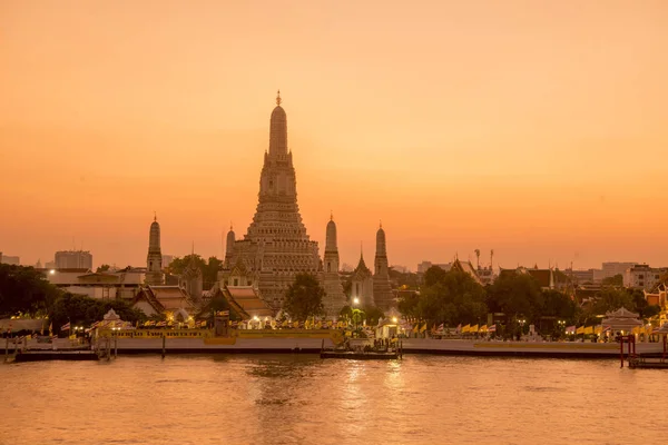 Храм Ват Арун Реке Чао Прайя Городе Бангкок Таиланде Южной — стоковое фото