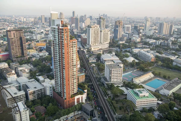 Baren Med Skyline Från Taket Marriott Hotel Staden Bangkok Thailand — Stockfoto