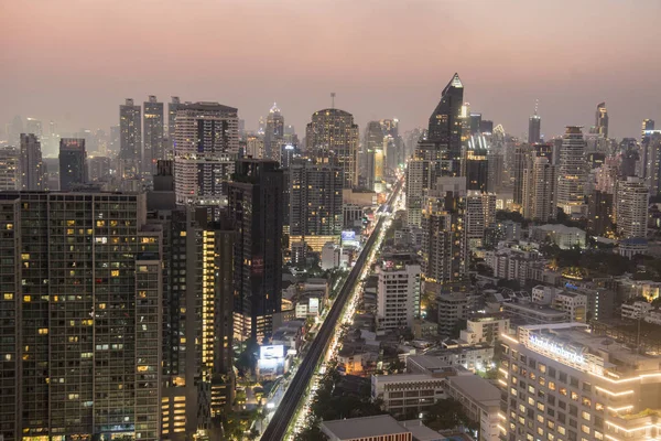 Horizonte Desde Techo Superior Del Marriott Hotel Con Carretera Sukhumvit —  Fotos de Stock