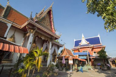 Kuzey Tayland 'ın Kamphaeng Phet eyaletindeki Kamphaeng Phet kasabasında Wat Sadej. Tayland, Kamphaeng Phet, Kasım 2019
