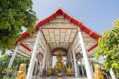 Kuzey Tayland 'ın Kamphaeng Phet eyaletindeki Kamphaeng Phet kasabasındaki Wat Thep Molee. Tayland, Kamphaeng Phet, Kasım 2019