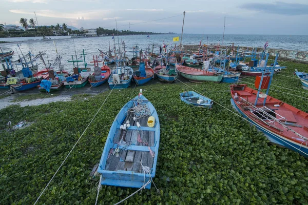 Łodzie Rybackie Porcie Starym Mieście Hua Hin Prowincji Prachuap Khiri — Zdjęcie stockowe