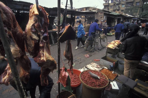 Der Tier Und Fischmarkt Der Altstadt Der Stadt Xian Der — Stockfoto