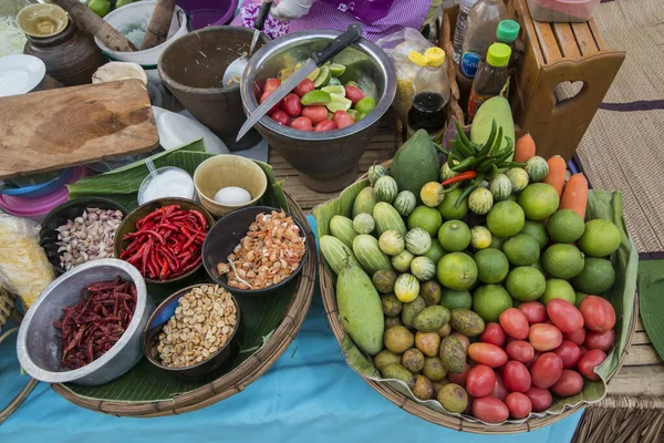 Una Calle Mercado Comida Tailandesa Festival Loy Krathong Parque Histórico — Foto de Stock