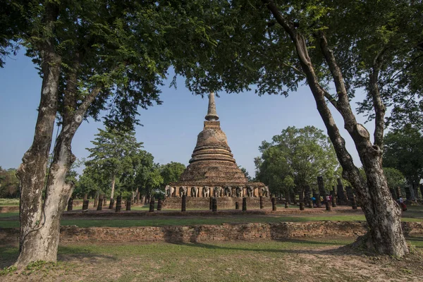 Templo Wat Chang Lom Parque Histórico Sukhothai Provinz Sukhothai Tailândia — Fotografia de Stock