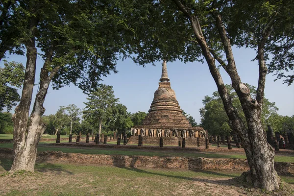 Tempio Wat Chang Lom Nel Parco Storico Sukhothai Nella Provinz — Foto Stock