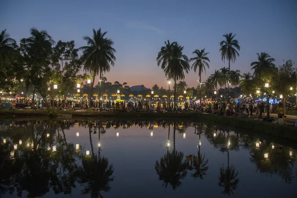Loy Krathong Festival Den Historiska Parken Sukhothai Provinsen Sukhothai Thailand — Stockfoto
