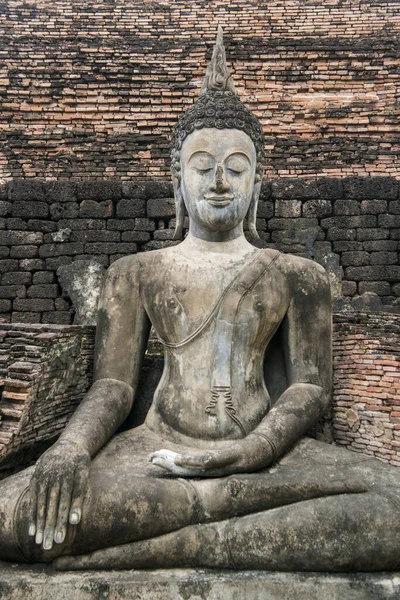 Buddha Staty Vid Wat Mahathat Templet Den Historiska Parken Sukhothai — Stockfoto