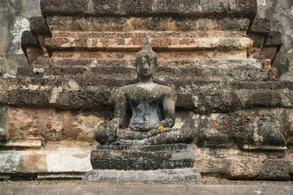 Buddha Staty Vid Wat Mahathat Templet Den Historiska Parken Sukhothai — Stockfoto