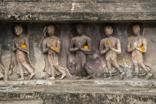 Buddha Staty Vid Wat Mahathat Templet Den Historiska Parken Sukhothai — Stockfoto