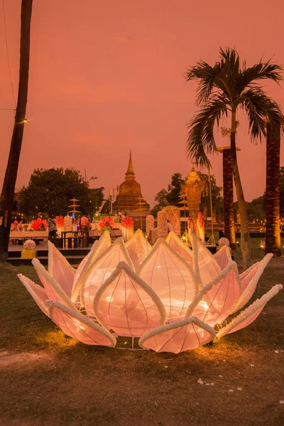 Krathong Loy Krathong Festivalu Historickém Parku Suchothai Provincie Suchothai Thajsku — Stock fotografie