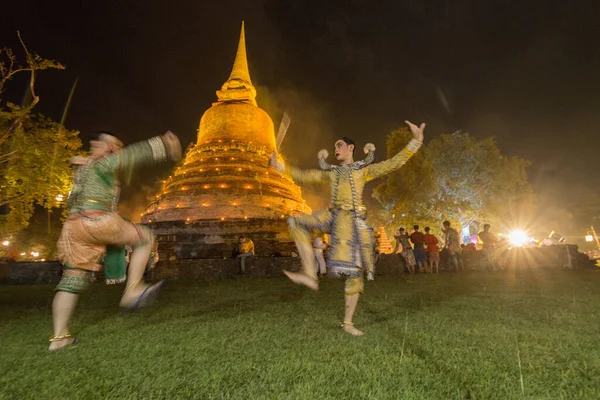 Cultura Tradicional Tailandesa Festival Loy Krathong Parque Histórico Sukhothai Província — Fotografia de Stock