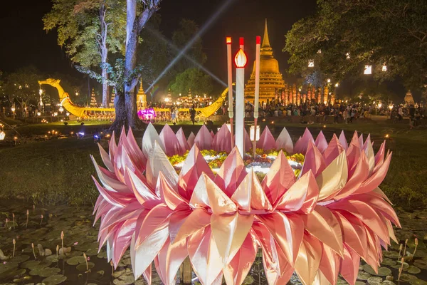 Een Krathong Het Loy Krathong Festival Het Historisch Park Sukhothai — Stockfoto