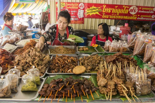 Uma Rua Mercado Comida Tailandesa Mercado Cidade Nova Sukhothai Província — Fotografia de Stock