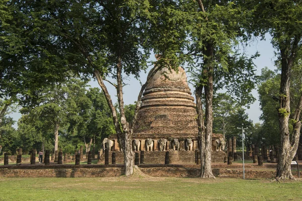 Templo Wat Chang Lom Parque Histórico Sukhothai Provinz Sukhothai Tailândia — Fotografia de Stock
