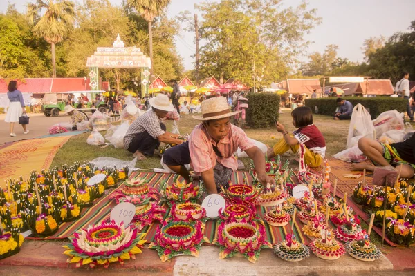 Uma Loja Smal Com Krathong Artesanal Festival Loy Krathong Parque — Fotografia de Stock