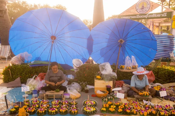 Smal Shop Handmade Krathong Loy Krathong Festival Historical Park Sukhothai — стокове фото