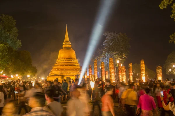 Stupa Festivalu Loy Krathong Chrámu Wat Mahathat Historickém Parku Suchothai — Stock fotografie