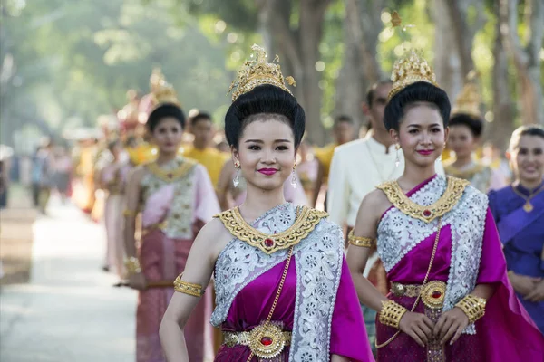Tradiționali Thailandezi Festivalul Loy Krathong Din Parcul Istoric Din Sukhothai — Fotografie, imagine de stoc