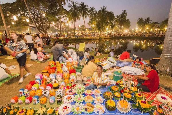 Smal Shop Handmade Krathong Loy Krathong Festival Historical Park Sukhothai — Stock Photo, Image