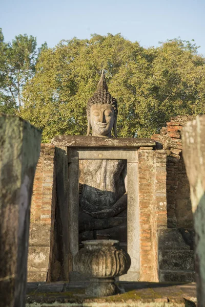 Buddha Vid Wat Chum Den Historiska Parken Sukhothai Provinsen Sukhothai — Stockfoto