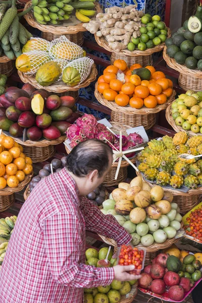 Tropiska Frukter Vid Mercado Dos Lavradores Centrum Funchal Madeira Portugal — Stockfoto