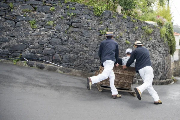 Een Traditionele Monte Slee Weg Van Monte Naar Funchal Het — Stockfoto