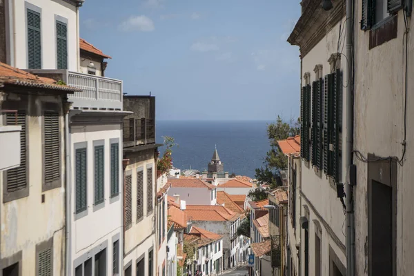 Centrum Funchalu Noci Ostrově Madeira Portugalsku Portugalsko Madeira Duben 2018 — Stock fotografie