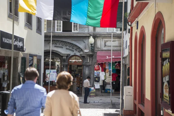 Eine Straße Stadtzentrum Von Funchal Auf Der Insel Madeira Portugal — Stockfoto