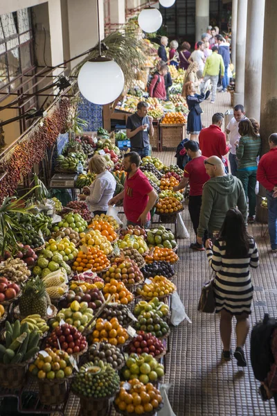 Tropiska Frukter Vid Mercado Dos Lavradores Centrum Funchal Madeira Portugal — Stockfoto