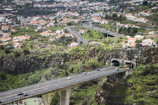 Een Snelweg Ten Noorden Van Stad Funchal Het Portugese Eiland — Stockfoto