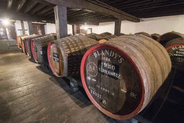 Vinný Sud Vinném Sklepě Madeirské Vinařské Společnosti Blandys Centru Funchalu — Stock fotografie