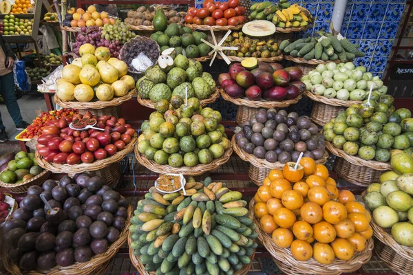 Tropical Fruits Mercado Dos Lavradores City Centre Funchal Island Madeira — Stock Photo, Image