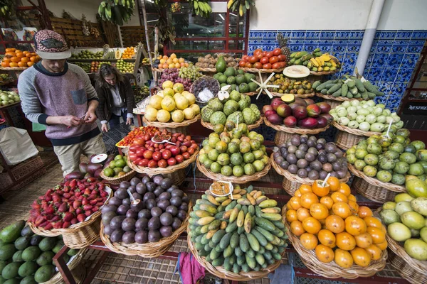 Frutas Tropicales Mercado Dos Lavradores Centro Ciudad Funchal Isla Madeira — Foto de Stock